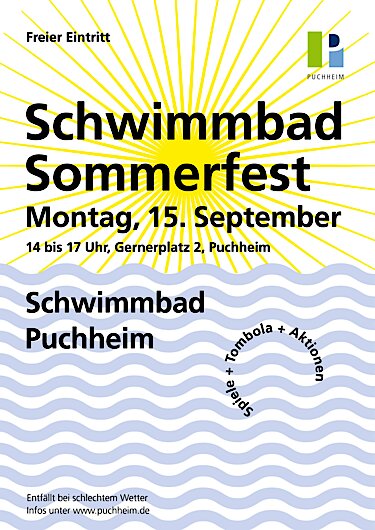Plakat zum Sommerfest im Puchheimer Schwimmbad am 15. September 2025